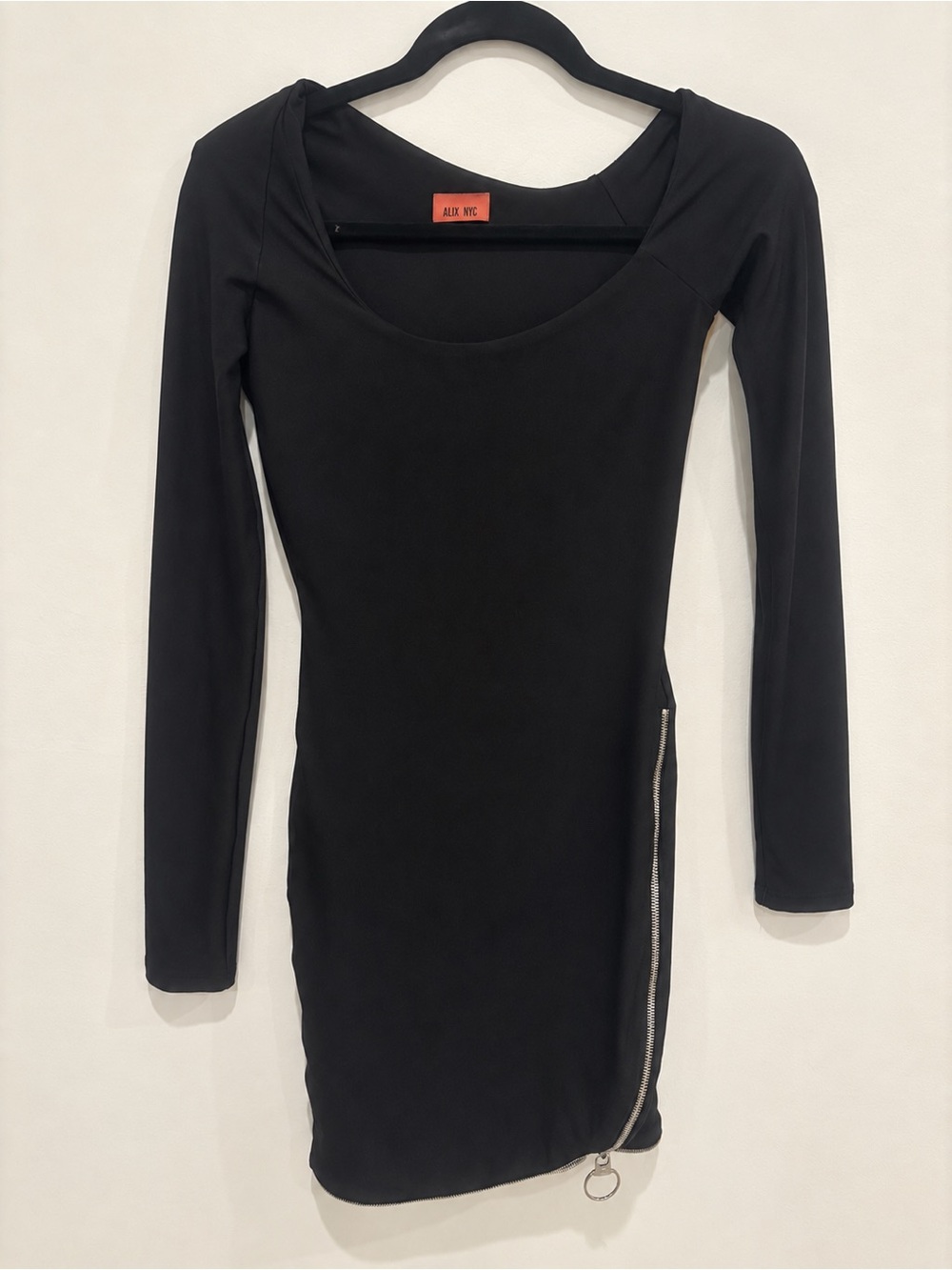 ALIX NYC Snyder Black Long Sleeve Zip Bodycon Mini Dress XS